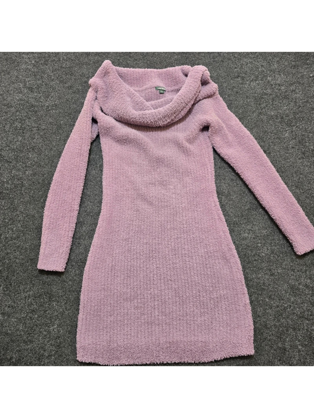 Wild Fable Purple Fuzzy Cowl Neck Sweater Dress Womens Large L Boucle Plush Cozy